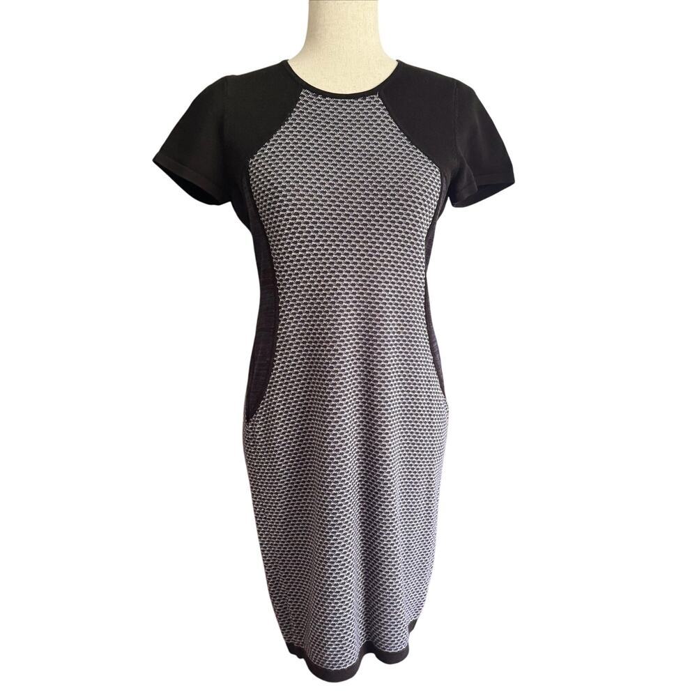 Ann Taylor‎ Sheath Dress Women's Med Petite MP Gray Stretchy bodycon Office 1238
